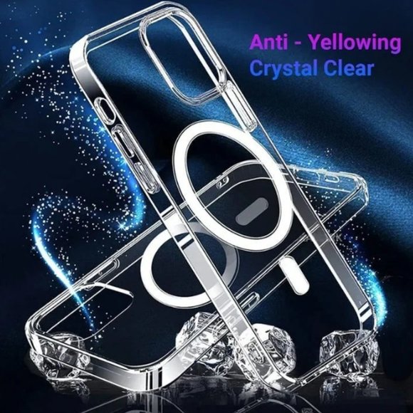 Remax MagSaf magnetic charging transparent iPhone 14 Plus Clear Creative Case - Picture 2 of 5